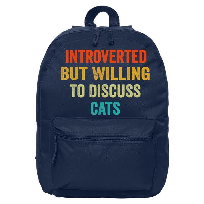 Funny Retro Introverted But Willing To Discuss Cats 16 in Basic Backpack