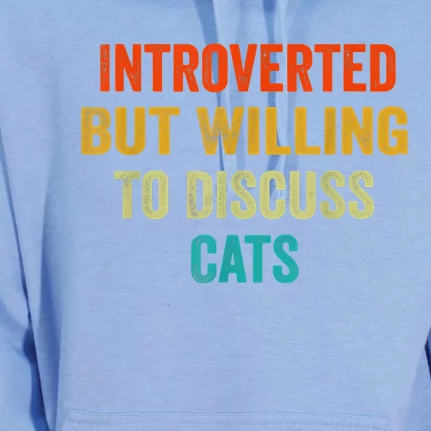 Funny Retro Introverted But Willing To Discuss Cats Unisex Surf Hoodie