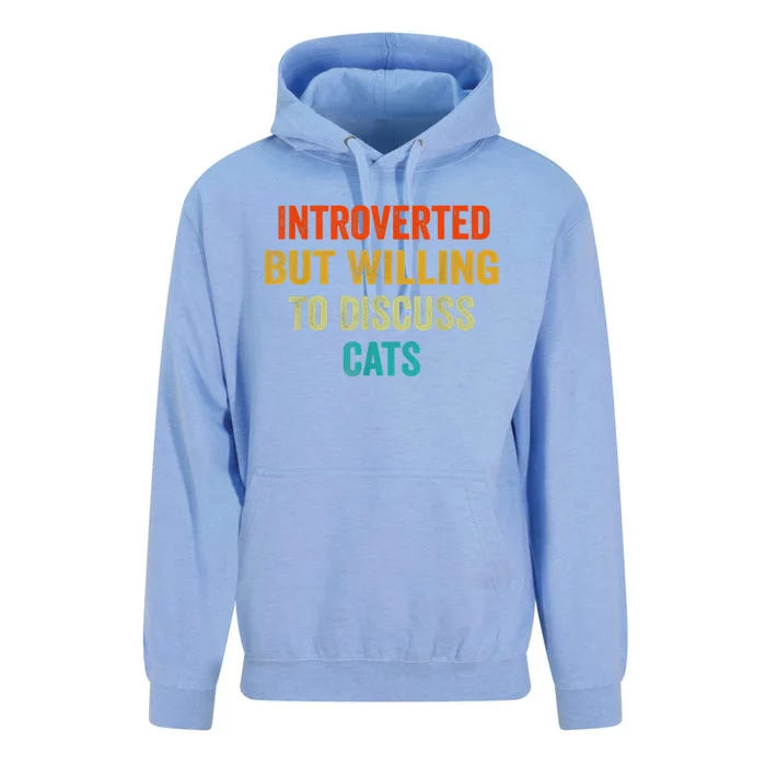 Funny Retro Introverted But Willing To Discuss Cats Unisex Surf Hoodie