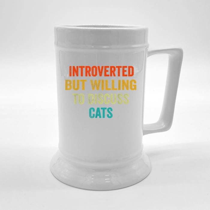 Funny Retro Introverted But Willing To Discuss Cats Front & Back Beer Stein