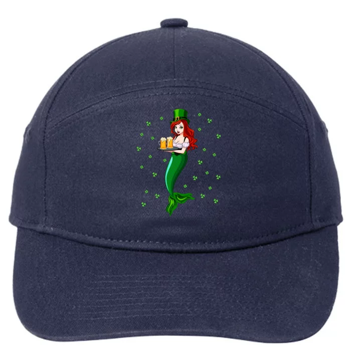 Funny Redhead Irish Mermaid Beer Cool Gift 7-Panel Snapback Hat