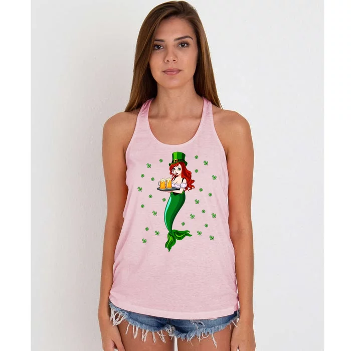 Funny Redhead Irish Mermaid Beer Cool Gift Women's Knotted Racerback Tank