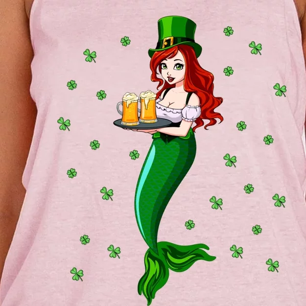 Funny Redhead Irish Mermaid Beer Cool Gift Women's Knotted Racerback Tank