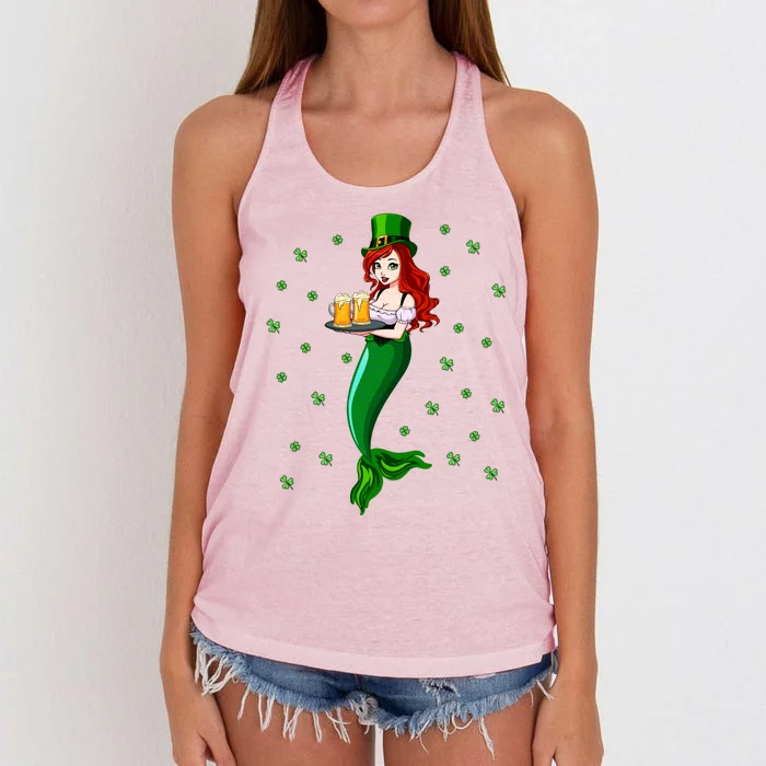 Funny Redhead Irish Mermaid Beer Cool Gift Women's Knotted Racerback Tank