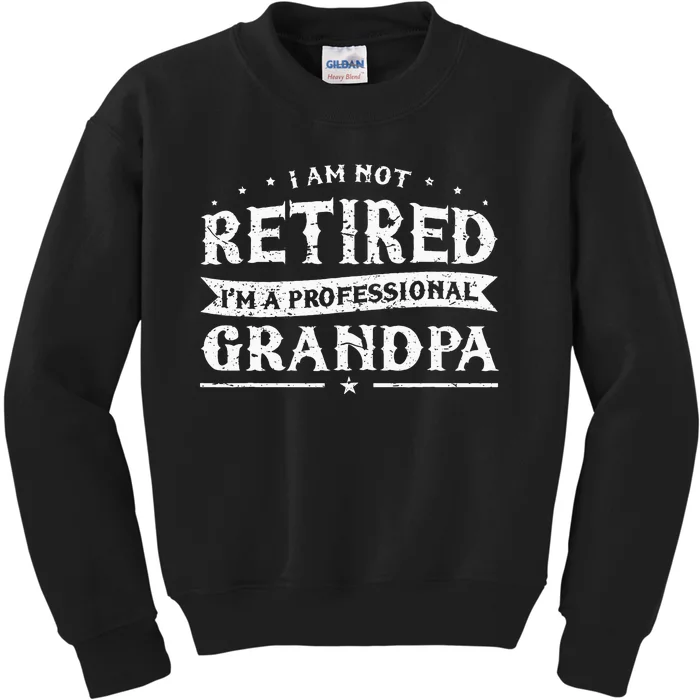 Funny Retiree Im Not Retired Im A Professional Grandpa Kids Sweatshirt