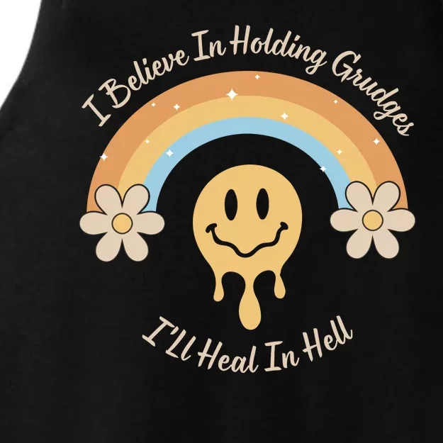 Funny Rainbow I Believe In Holding Grudges Ill Heal In Hell Ladies Tri-Blend Wicking Tank