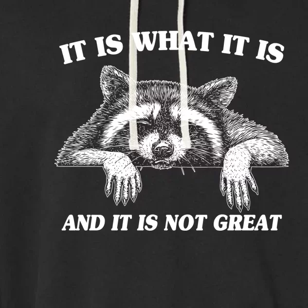 Funny Raccoon It Is What It Is And It Is Not Great Garment-Dyed Fleece Hoodie