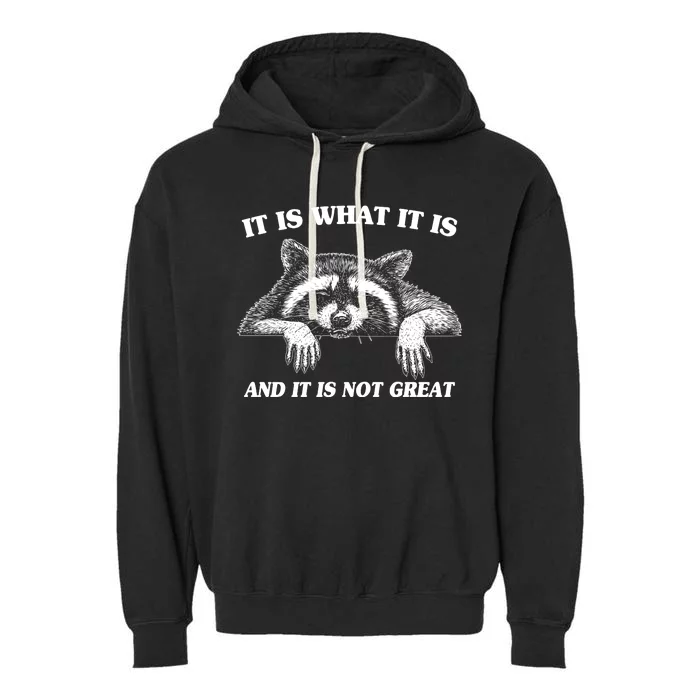 Funny Raccoon It Is What It Is And It Is Not Great Garment-Dyed Fleece Hoodie