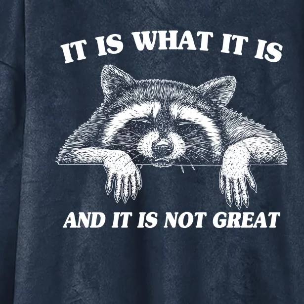 Funny Raccoon It Is What It Is And It Is Not Great Hooded Wearable Blanket