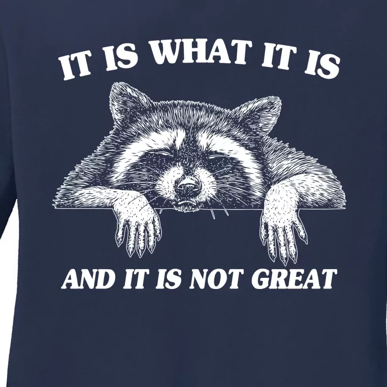 Funny Raccoon It Is What It Is And It Is Not Great Ladies Long Sleeve Shirt