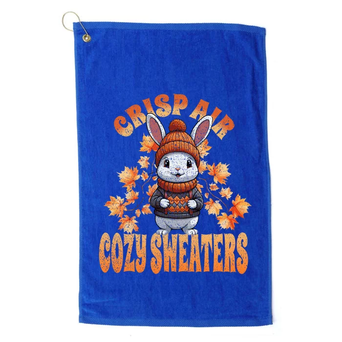 Fall Rabbit Illustration Autumn Cozy Funny Gift Platinum Collection Golf Towel