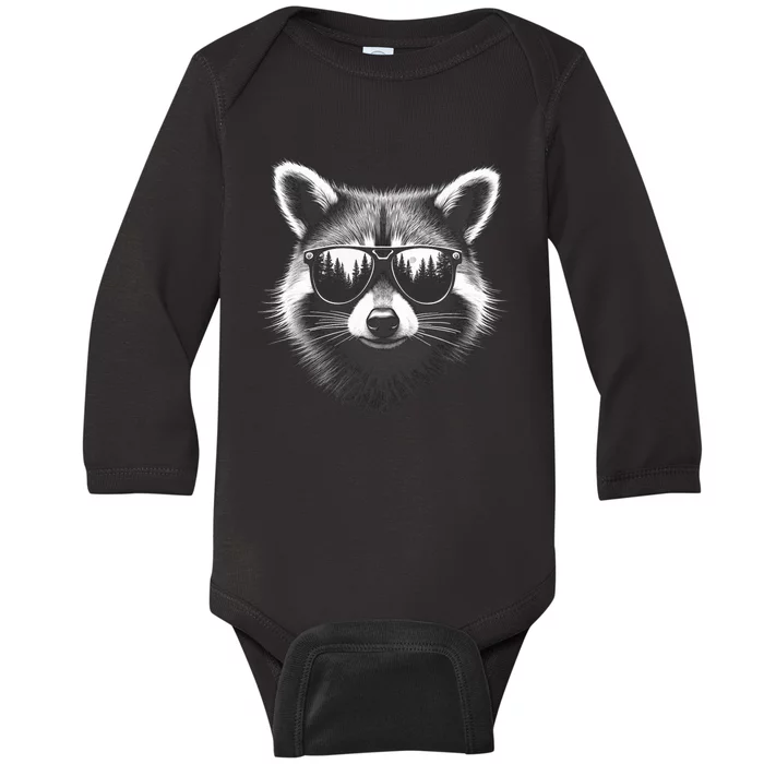 Funny Raccoon In Sunglasses Raccoon Baby Long Sleeve Bodysuit