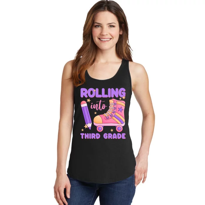 Funny Rolling Into 3rd Grade Ladies Essential Tank