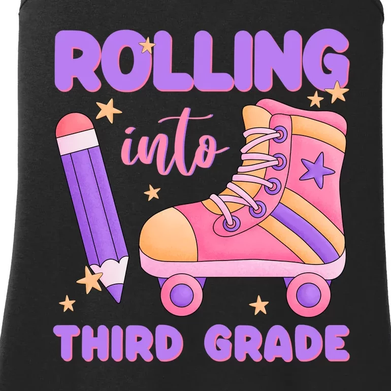 Funny Rolling Into 3rd Grade Ladies Essential Tank