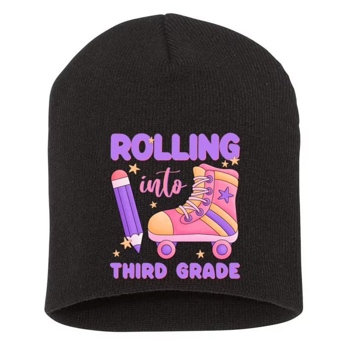 Funny Rolling Into 3rd Grade Short Acrylic Beanie