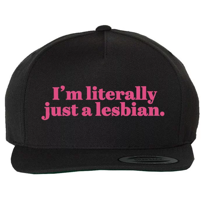 Funny Retro Im Literally Just A Lesbian Lgbt Bi Wool Snapback Cap