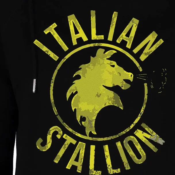 Funny Rocky Italian Stallion Horse Womens Funnel Neck Pullover Hood