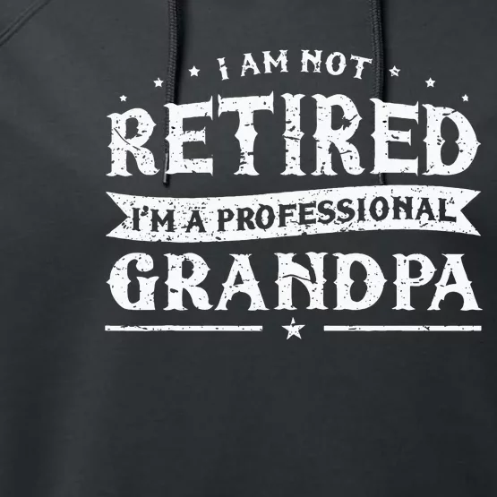 Funny Retiree Im Not Retired Im A Professional Grandpa Performance Fleece Hoodie