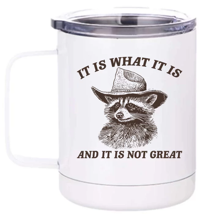 Funny Raccoon It Is What It Is And It Is Not Great Front & Back 12oz Stainless Steel Tumbler Cup