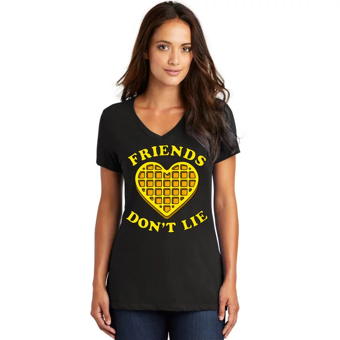 Friends Dont Lie Waffle Heart Women's V-Neck T-Shirt