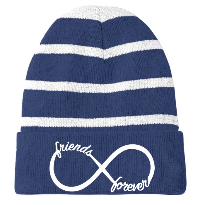 Friends Forever Infinity Symbol Striped Beanie with Solid Band