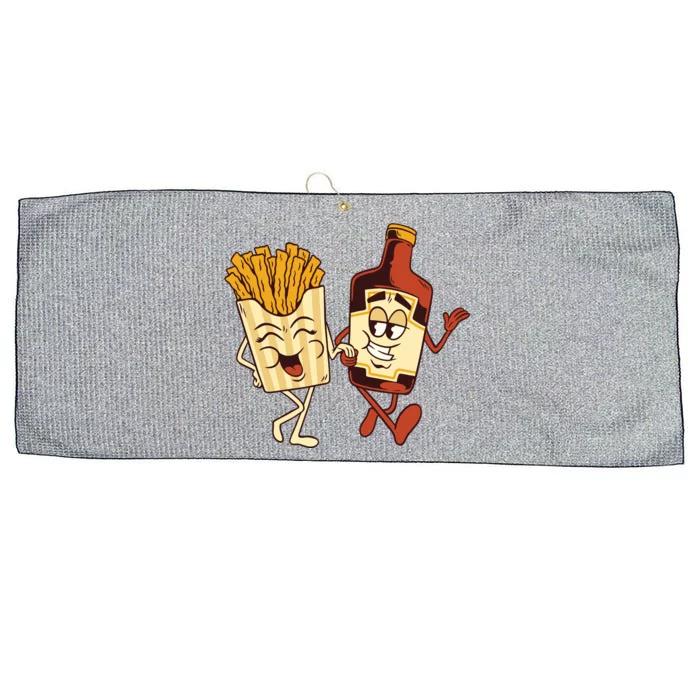 Fries And Ketchup Couple Large Microfiber Waffle Golf Towel