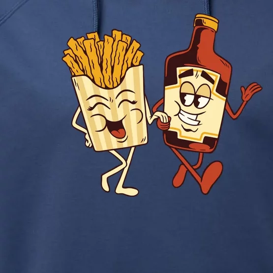 Fries And Ketchup Couple Performance Fleece Hoodie