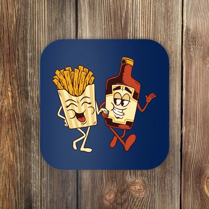 Fries And Ketchup Couple Coaster