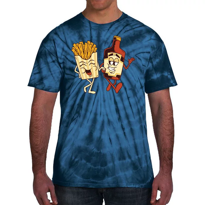 Fries And Ketchup Couple Tie-Dye T-Shirt