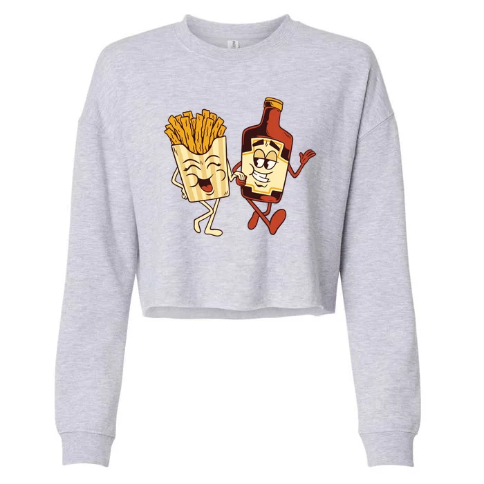 Fries And Ketchup Couple Cropped Pullover Crew