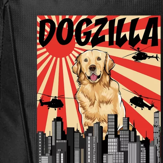 Funny Retro Japanese Dogzilla Golden Retriever City Backpack