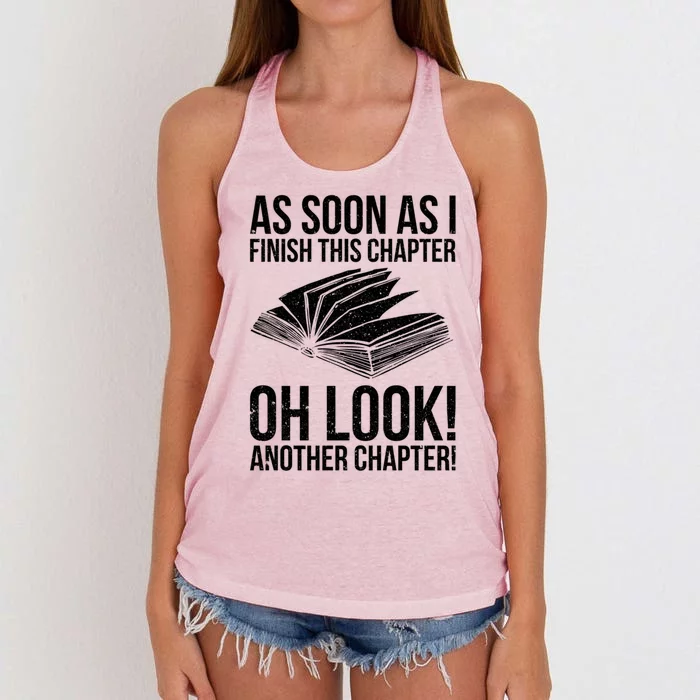 Funny Reading Just One More Chapter Book Lover Design Gift Women's Knotted Racerback Tank