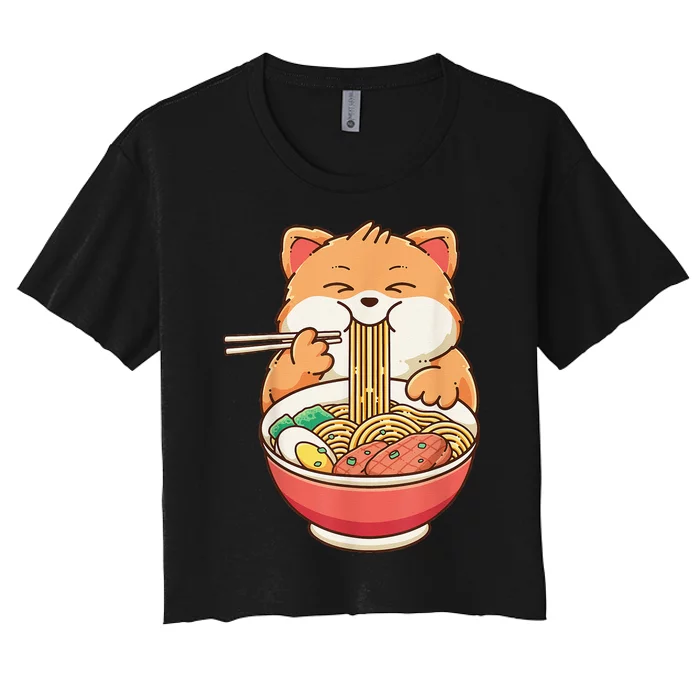 Fox Ra Japanese Noodles Cute Kawaii Anime Women's Crop Top Tee