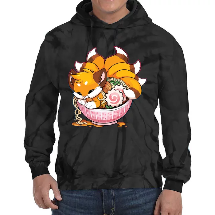 Fox Ramen Japanese Noodles Cute Kawaii Anime Gifts Teen Tie Dye Hoodie