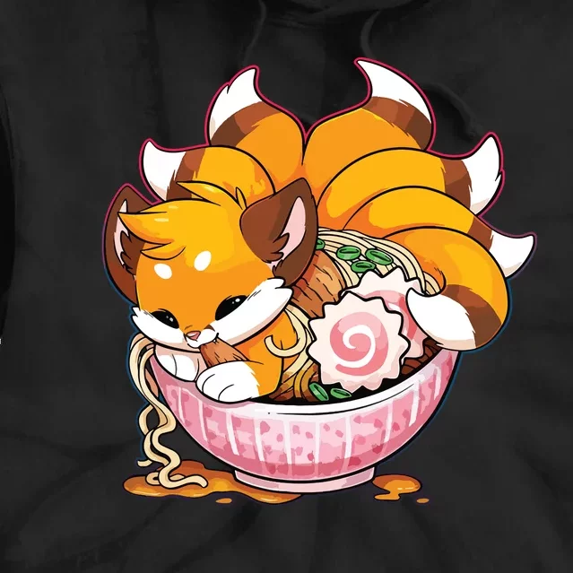 Fox Ramen Japanese Noodles Cute Kawaii Anime Gifts Teen Tie Dye Hoodie