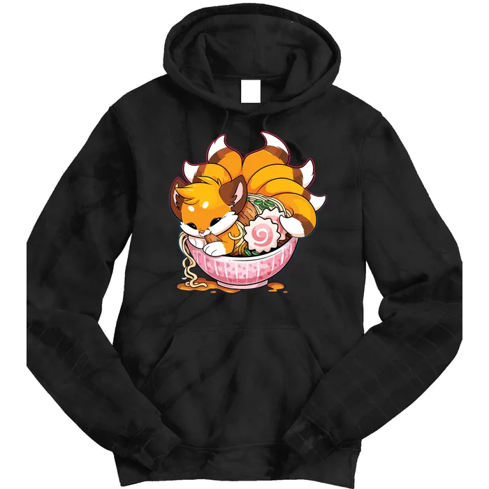 Fox Ramen Japanese Noodles Cute Kawaii Anime Gifts Teen Tie Dye Hoodie