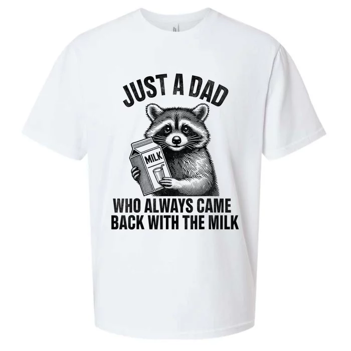 Funny Raccoon Just A Dad Who Always Came Back With The Milk Sueded Cloud Jersey T-Shirt