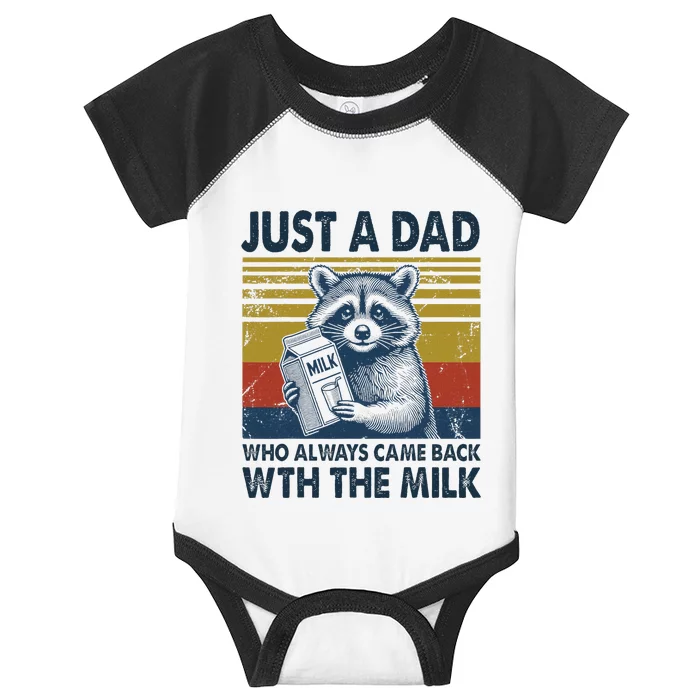 Funny Raccoon Just A Dad Who Came Back With Milk Infant Baby Jersey Bodysuit