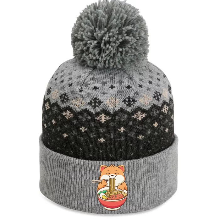 Fox Ra Japanese Noodles Cute Kawaii Anime The Baniff Cuffed Pom Beanie