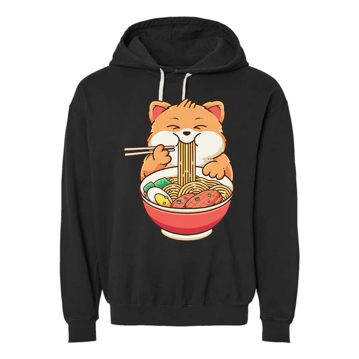 Fox Ra Japanese Noodles Cute Kawaii Anime Garment-Dyed Fleece Hoodie