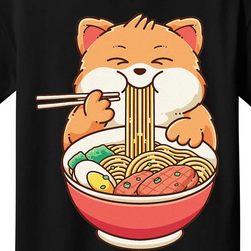 Fox Ra Japanese Noodles Cute Kawaii Anime Kids T-Shirt