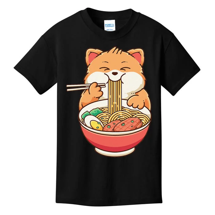 Fox Ra Japanese Noodles Cute Kawaii Anime Kids T-Shirt