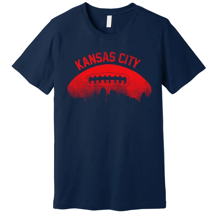 Funny Retro Kansas City Football Skyline Premium T-Shirt