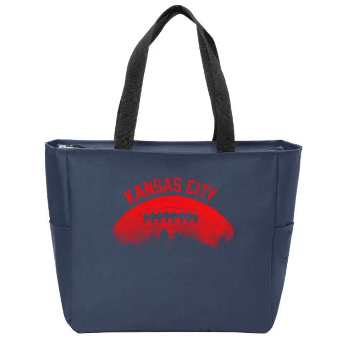 Funny Retro Kansas City Football Skyline Zip Tote Bag