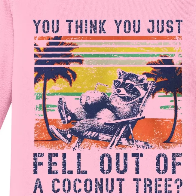 Funny Raccoon Kamala Harris Coconut Tree Humor Baby Long Sleeve Bodysuit