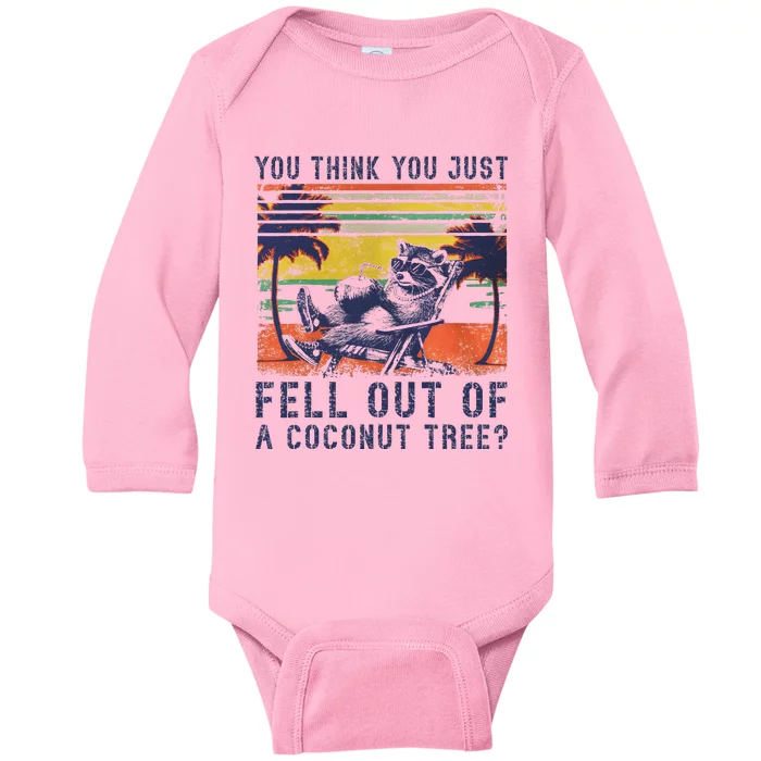 Funny Raccoon Kamala Harris Coconut Tree Humor Baby Long Sleeve Bodysuit