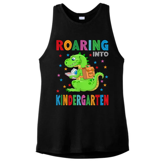 Funny Roaring Kindergarten TRex Back To The School Ladies Tri-Blend Wicking Tank