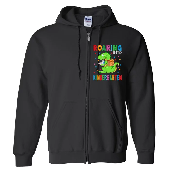 Funny Roaring Kindergarten TRex Back To The School Full Zip Hoodie