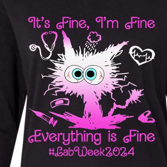 Funny Retro Lab Week 2024 Im Fine Everything Is Fine Pink Design Gift Womens Cotton Relaxed Long Sleeve T-Shirt