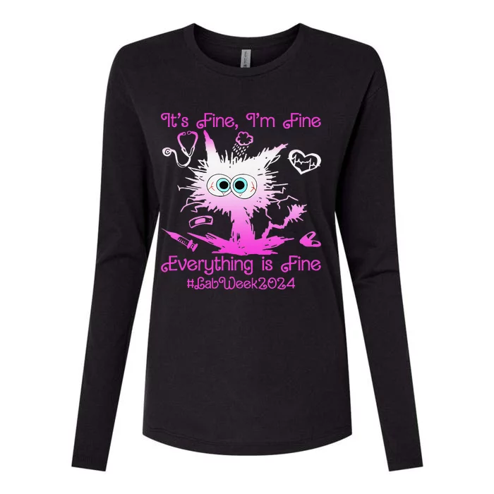 Funny Retro Lab Week 2024 Im Fine Everything Is Fine Pink Design Gift Womens Cotton Relaxed Long Sleeve T-Shirt